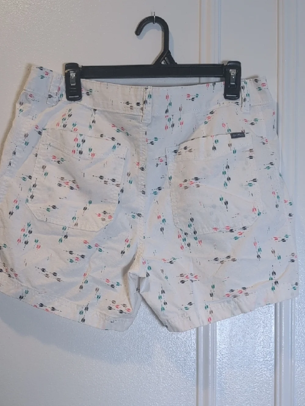 Eddie Bauer White Bermuda Shorts with Subtle Multicolor Ikat Print